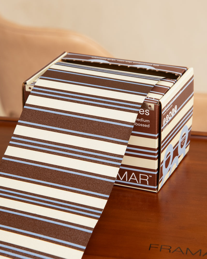Embossed Roll Blue Chocolate Stripes