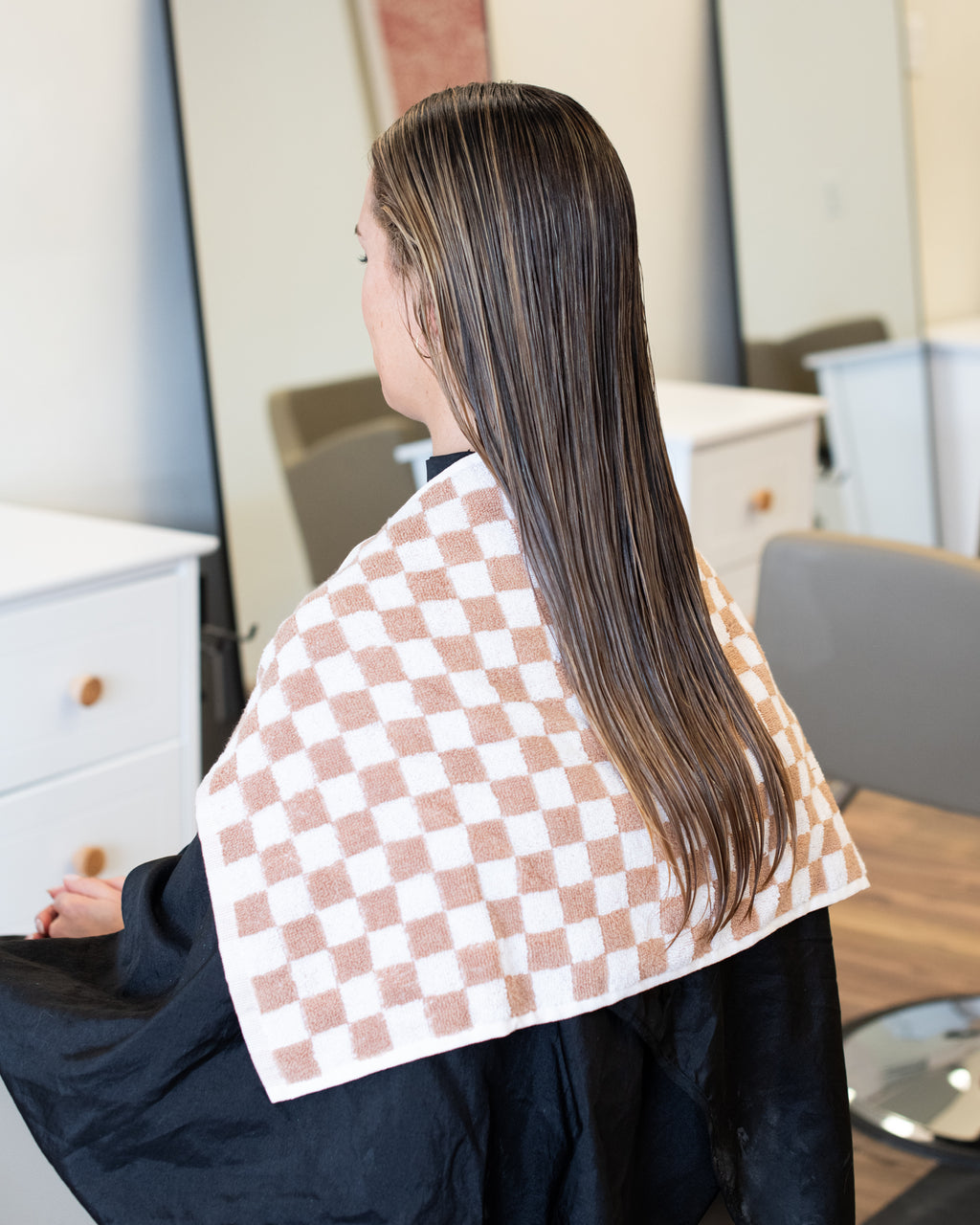 Checked Out Salon Towels - Beige & White