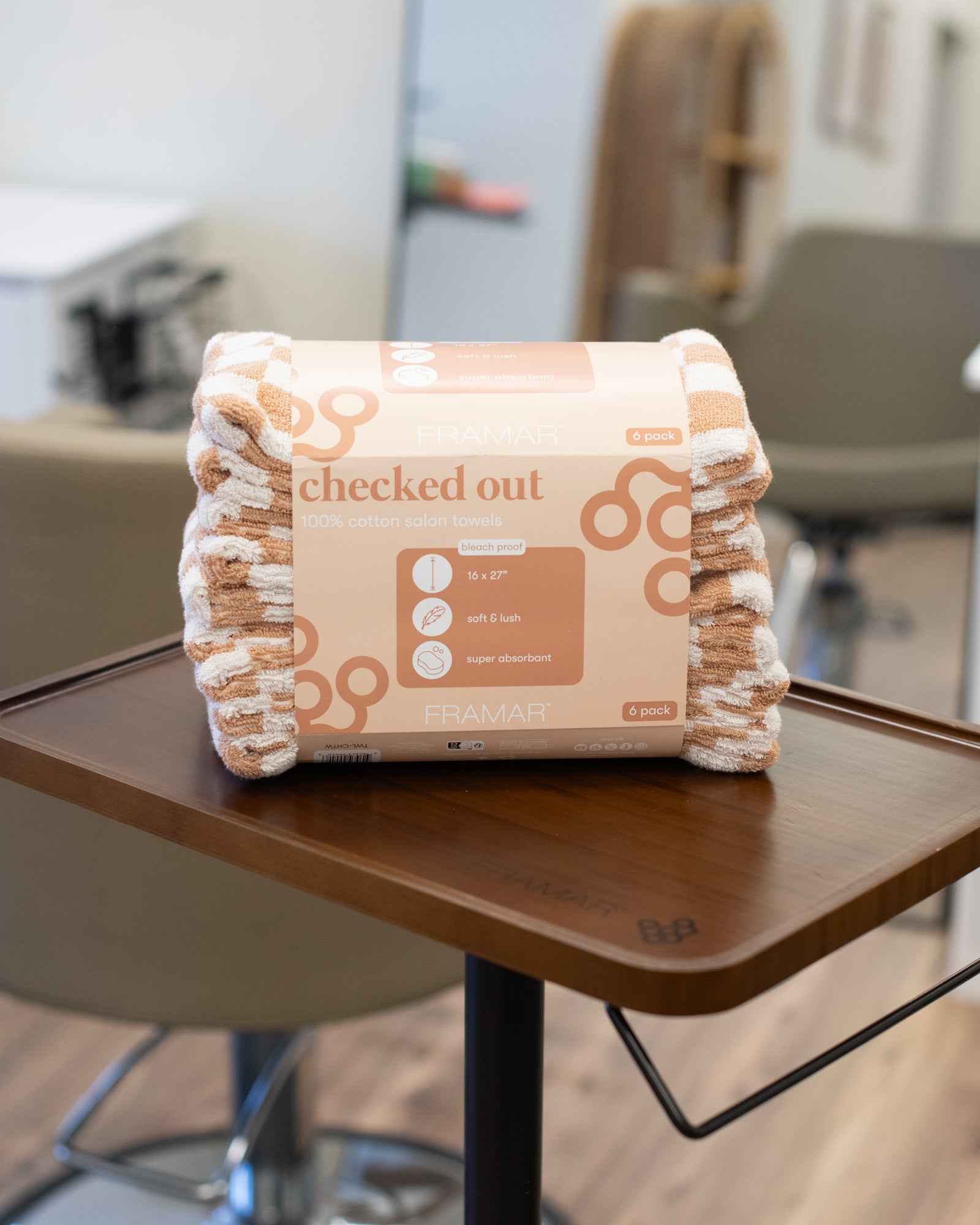 Checked Out Salon Towels - Beige & White
