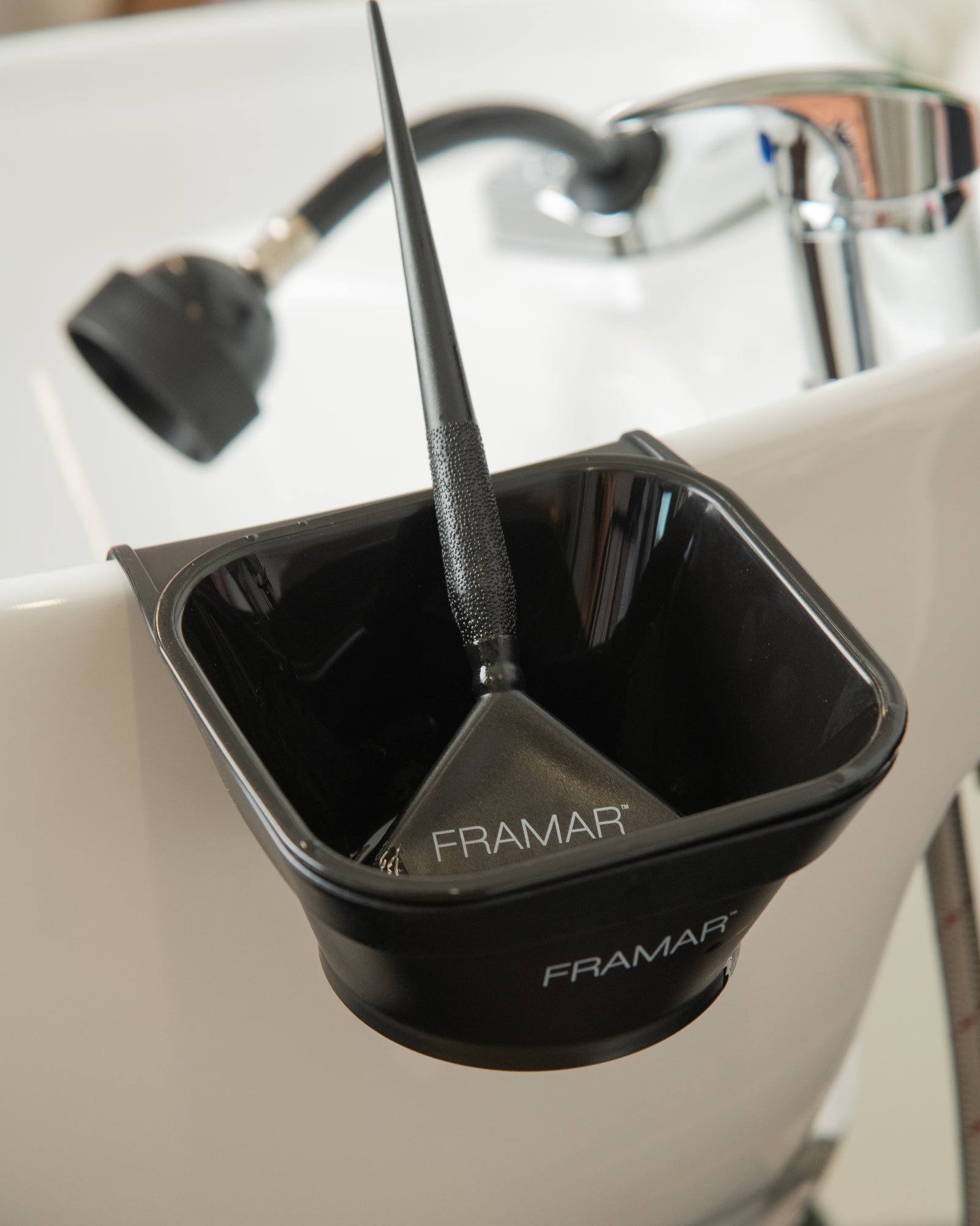 Framar Toning Tub installed beside a shampoo bowl