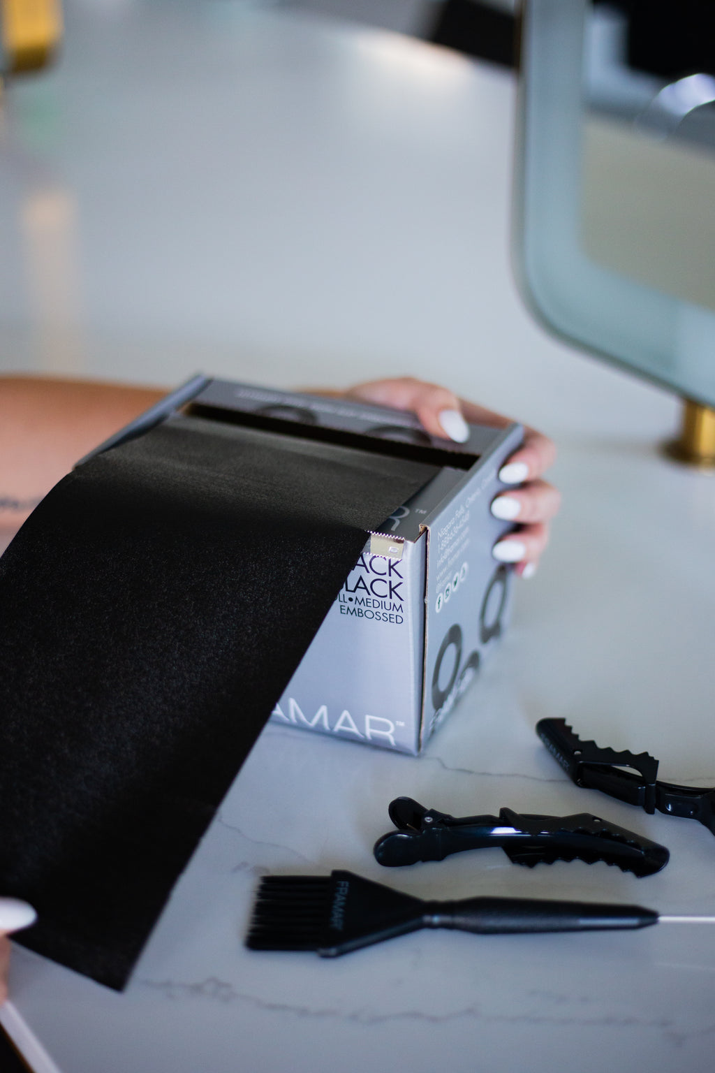 Framar Back in Black Embossed Roll Aluminum Foil, Hair Foils for Highlighting - Medium 320 ft